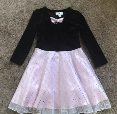 Vestido de Navidad IZ Byer California Niñas Talla 5 Elegante/Rosa y Negro Foto 1 de 4