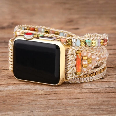 Boho Beaded Watch Band Strap for Apple Watch Series 9 8 7 6 5 4 3 2 SE Bracelet - Image 1 of 4