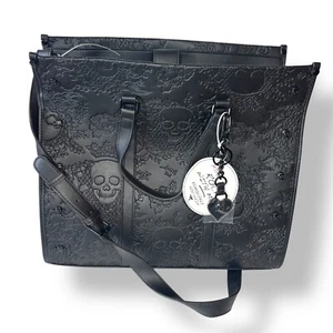 Betsey Johnson XOMATTIE Large Black Skull Tote Bag Purse BN! - Bild 1 von 21