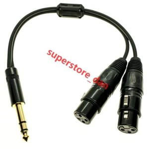 6.35Mm 1/4Inch TRS Male Plug To 2 Dual XLR Female Stereo Unbalanced Y Split - Picture 1 of 1