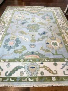 10X14 Blue, Beige, Green Oushak rug muted multi size 8x10/9x12/10x14 HandKnotted - Picture 1 of 9