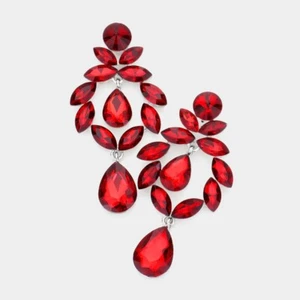 MODA ELEGANTES VACACIONES NAVIDAD CRISTALES ROJOS CANDELABRO SEXY PENDIENTES MUJER - Imagen 1 de 1