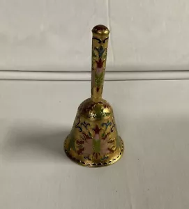 Vintage Cloisonné Bell 4 Inches Decorated Flowers Floral Enameled Pre-Owned - Picture 1 of 9