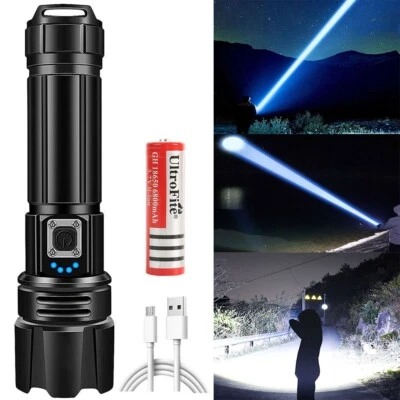 Linterna LED recargable USB de 20000 lúmenes lámpara antorcha súper brillante - alta potencia - Imagen 1 de 4