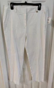 ANNE KLEIN Womens White Slim Crop Pants NWT Size 10 - Picture 1 of 5
