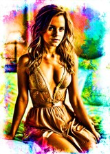 Emma Watson Model Celebrity Beauty 1/1 Fine Art Print Card By:Q Sexy Pose