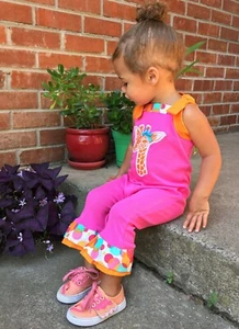 Custom Boutique Giraffe Little Girl Romper Outfit  - Picture 1 of 3