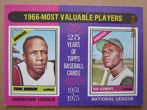 1975 TOPPS BASEBALL CARD #204 1966-MOST VALUABLE PLAYERS FRANK ROBINSON/CLEMENTE - Picture 1 of 6
