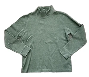 L.L. Bean Turtleneck Shirt Top Women's XS Petite Green Knit Cotton Stretch - Picture 1 of 12
