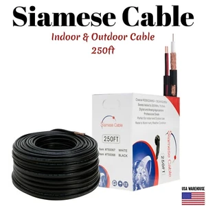 250ft RG59 Siamese 20AWG Cable Coaxial + 18/2 Security Camera Wire - Bulk Black - Picture 1 of 5