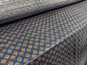 Printed Seersucker Style Jersey Dress Fabric, Per Metre - Blue Damask - Picture 1 of 3