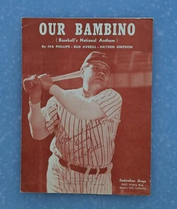Our Bambino 1948 BABE RUTH National Anthem BASEBALL Sheet Music! RARE ITEM ! - Picture 1 of 2