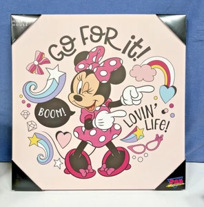 Disney Minnie Mouse GO FOR IT Canvas Wall Art 18" Square Picture - Picture 1 of 8
