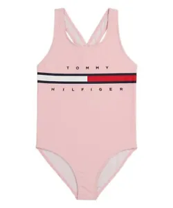 Tommy Hilfiger L123925 Girls Orchid Pink Flag One Piece Swimsuit Size XL - Picture 1 of 4