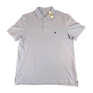 Nautica Polo Shirt Mens Large Short Sleeve Solid Cotton Blue Noon New $59 - Picture 1 of 5