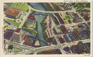 Vintage Michigan MI Postcard Aerial View Flint Photo Flint Police Dept - Imagen 1 de 3