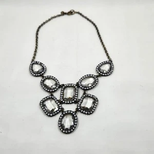 JCREW Crystal Rectangle Oval Teardrop Large Statement Necklace - Picture 1 of 3
