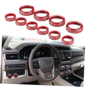 Volume/Tune Knob A/C Knob Covers Compatible with 2021-2024 GMC 10PCS/SET Red - Picture 1 of 8