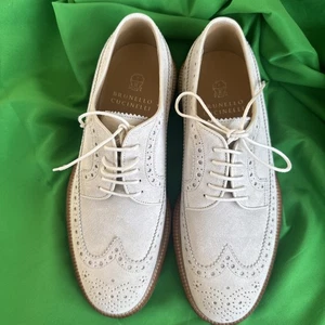 Herren BRUNELLO CUCINELLI Wildleder Budapester Brogue Schuhe Milk 41 - Bild 1 von 9