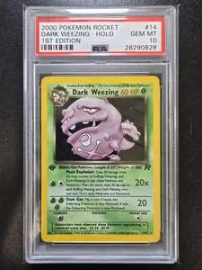 PSA 10 1st Edition Dark Weezing Holo 14/82 - 2000 Team Rocket Rare Pokemon - Picture 1 of 2