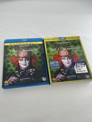Alice in Wonderland (3D + Blu-Ray + DVD Johhny Depp / Tim Burton) W/ Slipcover - Image 1 of 4