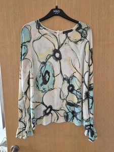 Womens Thin Knit Jumper Size 16 Floral Abstract. Button Back. Looks Fab On. Vgc - Picture 1 of 8