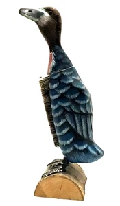Vintage Carved Wood Duck Clothes Lint Brush Shoe Shine Hand Painted - Picture 1 of 7