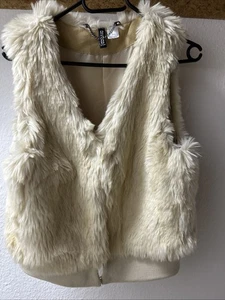 H & M Kunstfell Fell Weste Jacke Natur Beige Gr. 40 - Bild 1 von 6