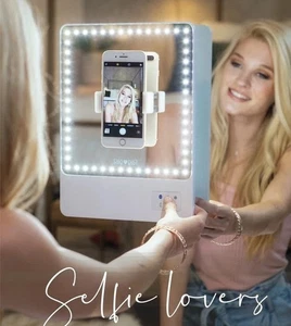 Riki Skinny Mini Lighted Vanity Mirror makeup Selfie button & 5X Zoom NEW sealed - Picture 1 of 5