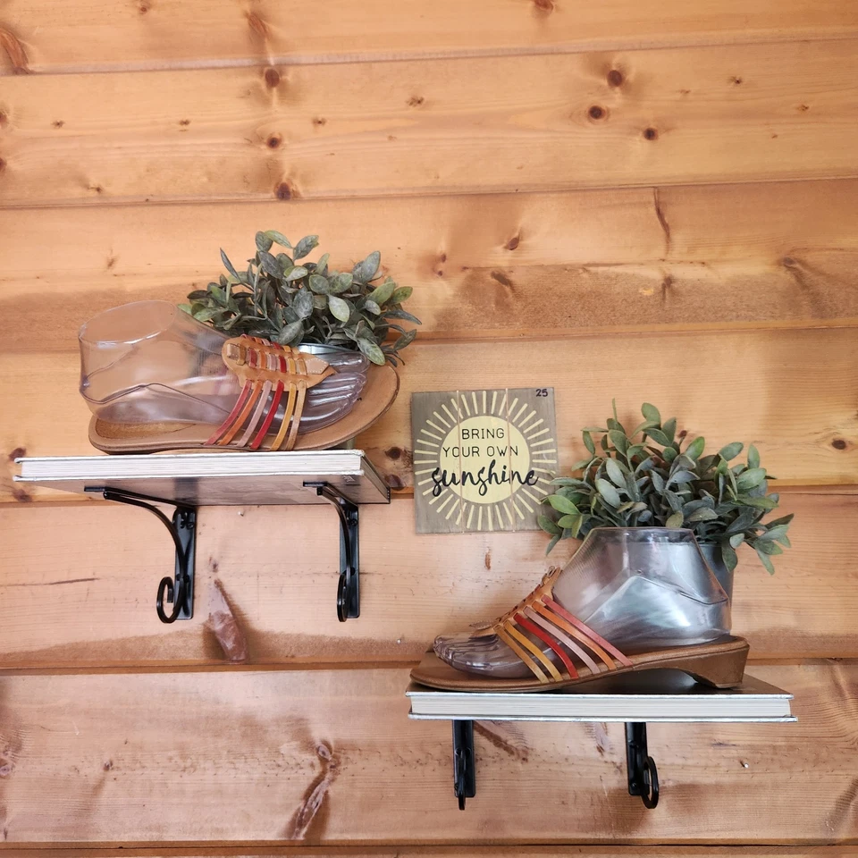 Sandalias Nickels Cuero Suave Tostado Tacón Tirantes Multi Boho Zapatos Deslizables Talla 7.5 Foto 1 de 4