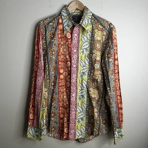 Vintage Lucky Brand Herren Latzhose America Floral Print Button Up Hemd Größe L - Bild 1 von 6