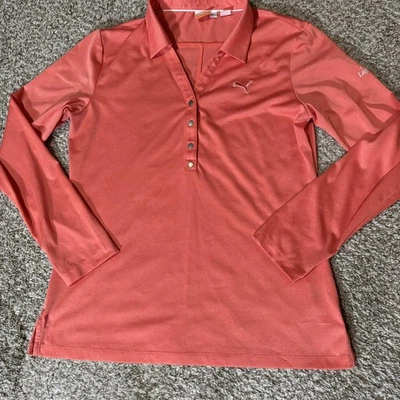 Polo Puma Para Mujer Grande Coral DryCELL Golf Manga Larga Rendimiento Top Foto 1 de 4