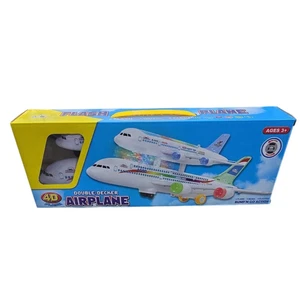 Doppeldecker 4D Flash Flugzeug Spielzeug mit Licht & Musik | Bump & Go Action | Kind - Bild 1 von 2