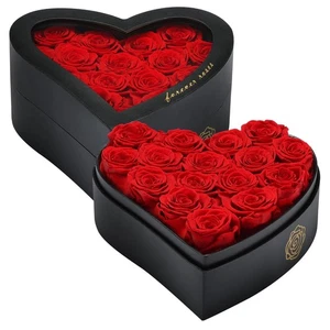 16 Forever Flowers in Heart Shaped Box - Preserved Roses Romantic Gifts for H... - Picture 1 of 7