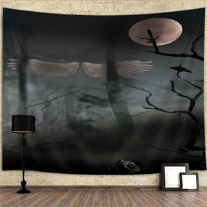 Abstract Gothic Forest Dark Moon Wall Art Poster Tapestry Wall Hanging Large - Picture 1 of 7