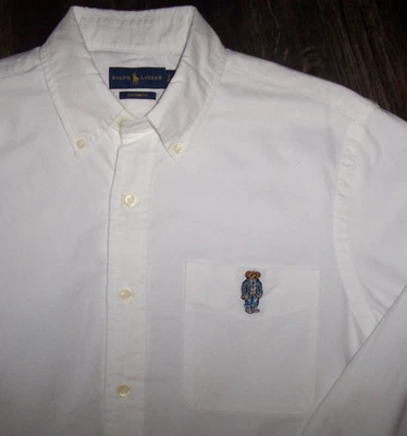NWT Ralph Lauren SOLID WHITE Cotton Oxford Shirt Men's Custom Fit S PREPPY BEAR - Image 1 of 4