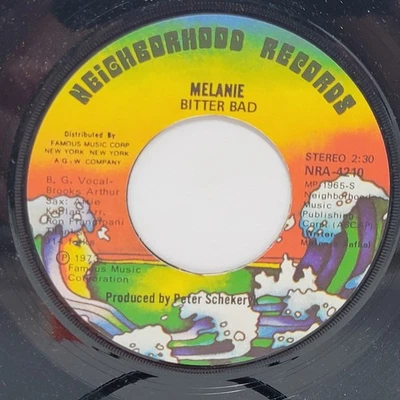 Melanie Bitter Bad / Do You Believe 7" 45rpm M- Vinyl 70's Record 45 - Image 1 of 2