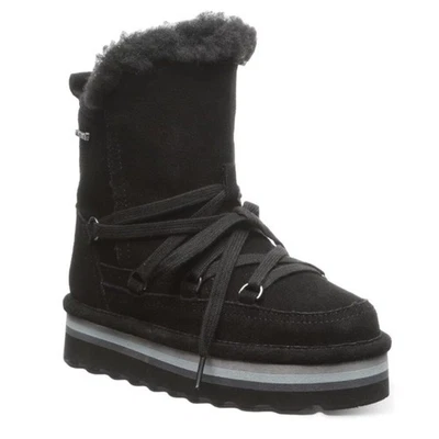 BEARPAW Retro Mondi Youth Ankle Boot, Kid's Lace-up Boot Cow Suede Sz 4 NWT $79 - Image 1 of 4