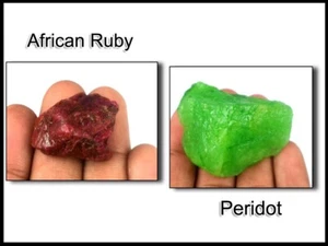 Best Deal 250 Ct. African Red Ruby & Peridot Natural Gemstone Rough Pair GH112 - Picture 1 of 5