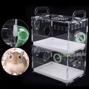 Jaula acrílica para hámster de 2 niveles hábitat transparente roedor jerbo ratón ratones casa de ratas EE. UU. - Imagen 1 de 13