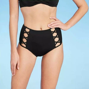 Sun Coast frecher hochtaillierter Damen-Bikiniunterteil - Schatten & Küste schwarz S, grau - Bild 1 von 3