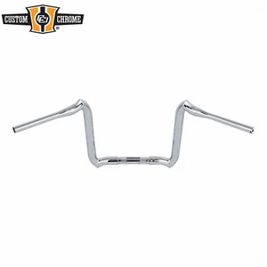 1-1/4" Fat 12" Rise Chrome Crooked Handlebar Fits For Harley Touring 3.5" Knurl - Foto 1 di 1
