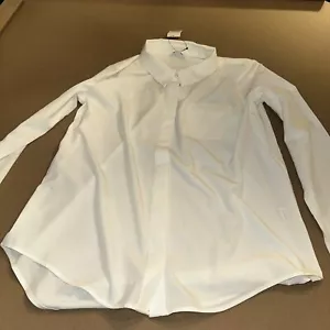 Calvin Klein Suit Women's Long Sleeve Button Down Woven Top- White, Size L - Picture 1 of 8