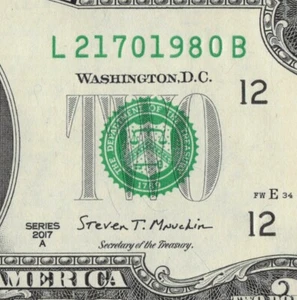 Feb 17 or 21 July 1980 Two Dollar Birthday/Anniver/Grad Note 2017A L21701980B CU - Picture 1 of 16