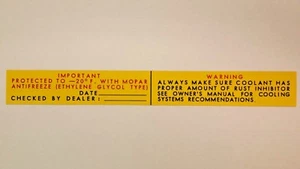 Mopar Dodge Plymouth Chrysler Radiator/Coolant Decal 1964 1965 1966 1967 1968 - Bild 1 von 1