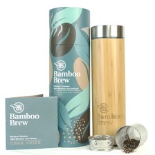 Bamboo Tumbler with Infuser & Strainer 17oz | Stainless Steel Coffee & Tea Fl.