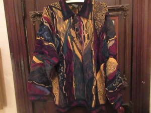 Vtg COOGI Australia Sweater Men's Size L Colorful 100% Cashmere Textured Knit - Picture 1 of 7