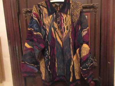 Vtg COOGI Australia Sweater Men's Size L Colorful 100% Cashmere Textured Knit  - Image 1 of 4