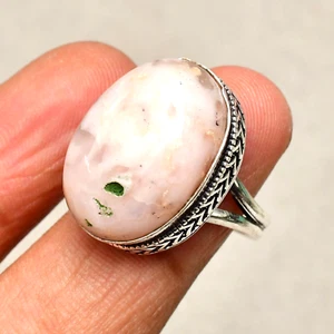 Anello gioiello fatto a mano con pietre preziose in argento 925 opale rosa na... - Foto 1 di 8