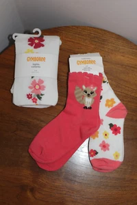 GYMBOREE GIRLS TIGHTS & SOCKS COMBO FLORAL RACCOON SIZE 3 - 4 (YEARS) - Picture 1 of 1
